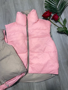 Reversible Puffer Vest (Pink/Nude)
